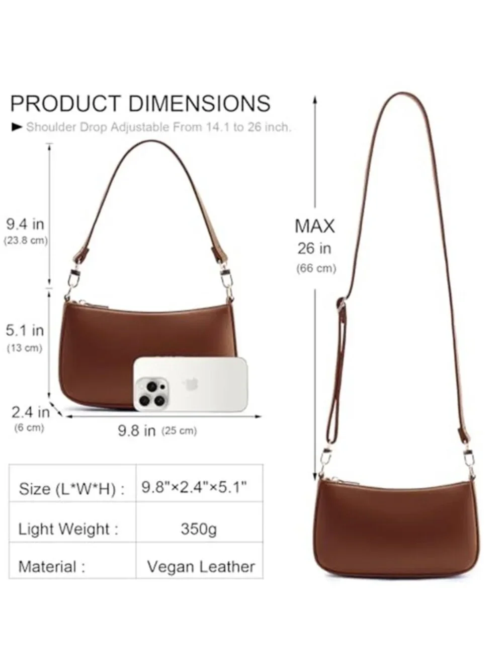 Womens Y2K Hobo Bag Vegan Leather Shoulder Purse Underarm Retro Handbag